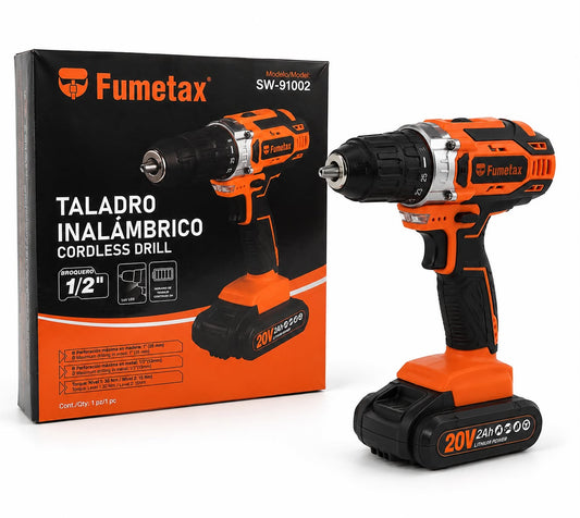 Taladro Inalámbrico  20V 1/2” Profesional con Luz LED USO RUDO Fumetax