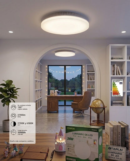 Lampara Plafón LED Redondo 36W Tianlai Luz Fría 2700 Lúmenes