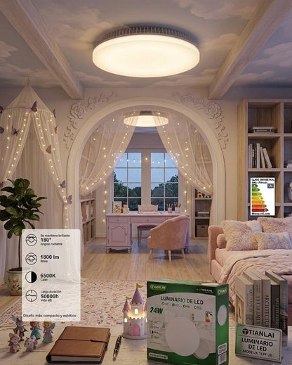 Plafón LED Redondo Sobreponer 24W Tianlai Luz Fría 1800 Lúmenes