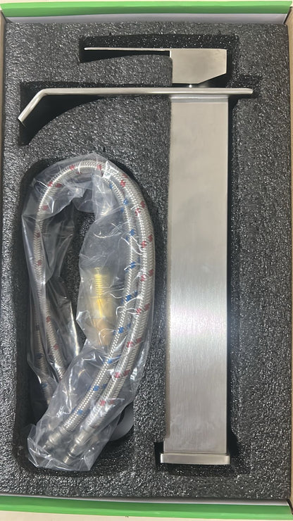 Monomando Para Lavabo Acero Satínado 32 Cm