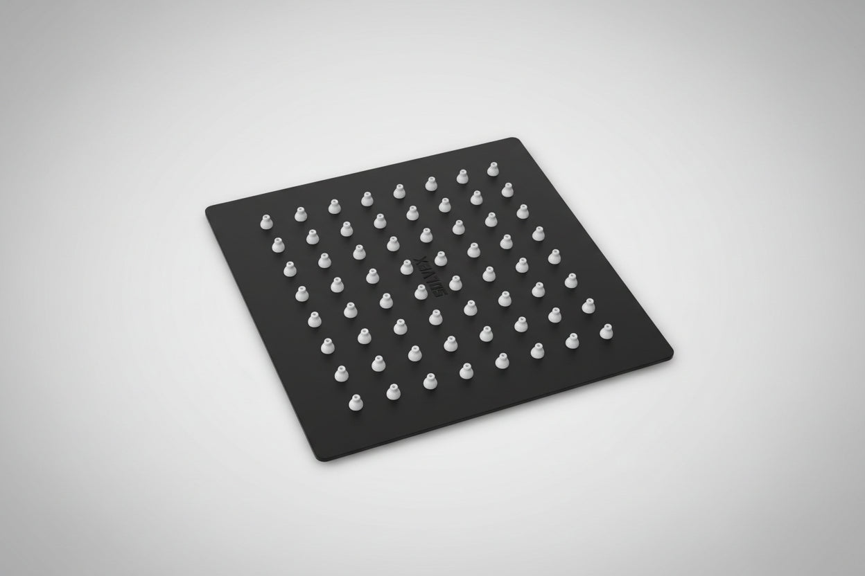 Regadera Cuadrada Solvex 6 Pulgadas Acero Inoxidable - Negro Mate