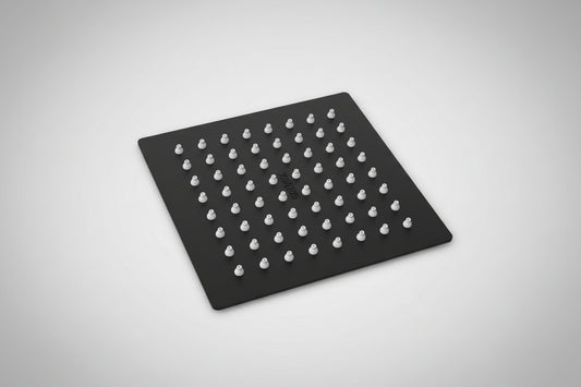 Regadera Cuadrada Solvex 6 Pulgadas Acero Inoxidable - Negro Mate